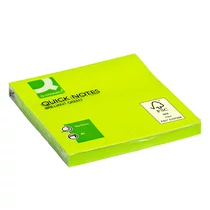 Öntapadós jegyzettömb 76x76mm neon 6x80lap/csomag neon zöld Q-CONNECT -KF10515-