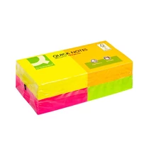 Öntapadós jegyzettömb 76x76mm Brillant Rainbow neon 4x3x80lap/csomag Q-CONNECT -KF10508-