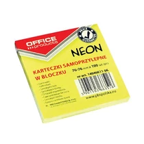 Öntapadós  jegyzettömb 76X76, 100lap neon sárga -14046611-06- OFFICE PRODUCTS Öntapadós  jegyzettömb 76X76, 100lap neon sárga -14046611-06- OFFICE PRODUCTS