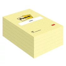 3M Post-it 662 102 × 152 mm, 100 lap, négyzethálós, kanári sárga, 6-os celofán gyűjtővel öntapadós jegyzettömb -FT510010638-