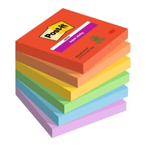 3M Post-it Super Sticky szivárványcsomag 76 × 76 mm,654-6SS-PLAY 90 lap, 6 tömb/csomag öntapadós jegyzettömb Playful
