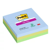 3M Post-it Super Sticky szivárványocs 100×100mm, 675-3SSOAS, 70lap/3 tömb, vonalazott, ultra színek öntapadós jegyzettömb