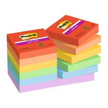3M Post-it Super Sticky szivárványcsomag 47,6×47,6 mm, 622-12SS-PLAY, 12 tömb x 90 lap, Playful öntapadós jegyzettömb