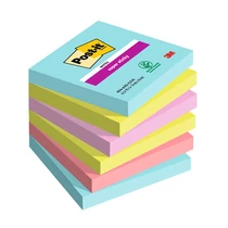 3M Post-it Super Sticky öntapadós jegyzettömb szivárványcsomag szivárványcsomag 76x76mm, 654-6SS-COS, 90 lap, 6 tömb/csm