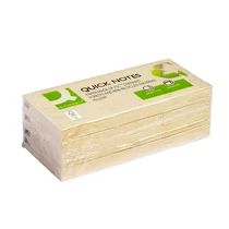 Öntapadós jegyzettömb 38x51mm recycled sárga 100 lap/tömb Q-CONNECT -KF22367- (Kiszerelés: 3 tömb/csomag)