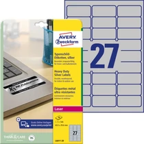 Etikett címke speciális L6011-20 ipari ezüst poliészter címke 63,5 x 29,6 mm AVERY-ZWECKFORM 27 címke/ív Etikett címke speciális L6011-20 ipari ezüst poliészter címke 63,5 x 29,6 mm AVERY-ZWECKFORM 27 címke/ív