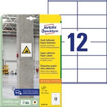 Etikett címke szuper tapadású fehér 105x48mm 20 ív -L7875-20- Avery-Zweckform 12 címke/ív