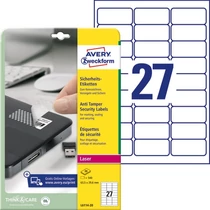 Etikett címke speciális biztonsági fehér poliészter 63,5x29,6mm 20ív L6114-20 Avery-Zweckform