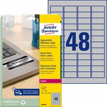Etikett címke speciális L6009-8  ipari ezüst poliészter 45,7x21,2mm 8ív Avery-Zweckform
