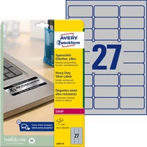 Etikett címke speciális L6011-8 ipari ezüst poliészter 63,5x29,6mm 8ív Avery-Zweckform