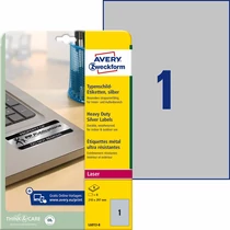 Etikett címke speciális L6013-8 ipari ezüst poliészter 210x297mm 8ív Avery-Zweckform