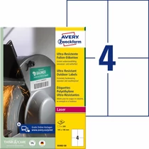 Etikett címke B3483-50 ultra ellenálló 105x148mm 50 ív/doboz (4 etikett/ív)  Avery-Zweckform fehér