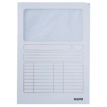 Iratgyűjtő A/4 karton ablakos fehér LEITZ pólyás dosszié