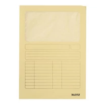 Iratgyűjtő A/4 karton ablakos sárga LEITZ pólyás dosszié -39500315-