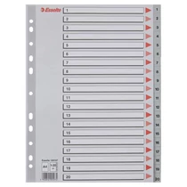 Regiszter A/4 1-20 részes szürke műanyag számregiszter ESSELTE elválasztólap -100107-