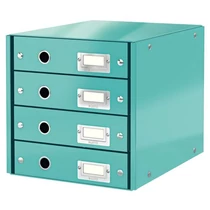 Irattartó 4 fiókos LEITZ WOW CLICK and STORE jégkék -60490051-