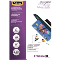 Lamináló fólia A/4 SuperQuick fényes 80 micron (Kiszerelés: 100db/csm) FELLOWES -5440001-