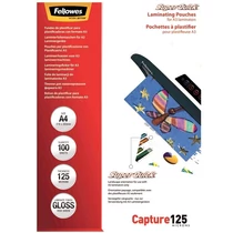 Lamináló fólia A/4 SuperQuick fényes 125 micron (Kiszerelés: 100db/csm) FELLOWES -5440101-