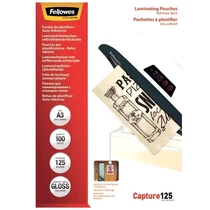 Lamináló fólia A3 fényes, 125 mikron, öntapadó hátlappal (Kiszerelés: 100db/csm) FELLOWES -5329001-
