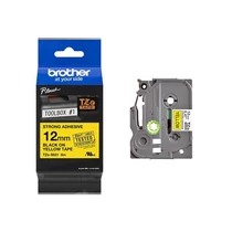 Betűnyomó kazetta 12mm Brother TZeS631 erős tapadású szalag sárga-fekete -8009-