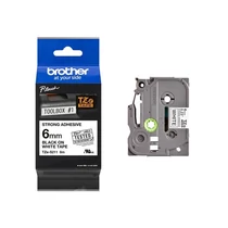 Betűnyomó kazetta 6mm Brother TZeS211 erős tapadású szalag fehér-fekete -8513-