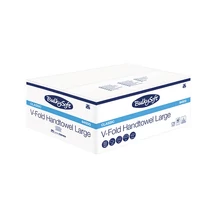 Kéztörlő BULKYSOFT "V" hajtogatott 24x21 cm 200 lapos 2 rétegű hófehér 100%-ban Cellulóz (Gyűjtőcsomag: 20 csomag/karton)