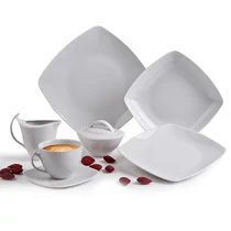 Kávés/teás csésze +alj 25cl Rotberg Porcelain Quadrat, négyszögletes fehér 6db/klt -1209QFE001-