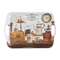 Tálca műanyag szögletes kávé mintás 35,5x25,5 cm