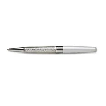 Golyósirón alul fehér Swarovski kristályokkal töltve krémfehér tolltest 13,5 cm  ART Crystella golyóstoll -1805XGA001-