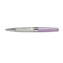 Golyósirón alul fehér Swarovski kristályokkal töltve világoslila tolltest 13,5 cm  ART Crystella golyóstoll -1805XGA200-