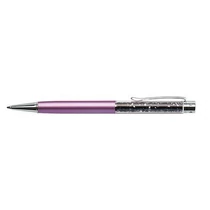 Golyósirón felül hematite fekete színű Swarovski kristályokkal töltve világoslila tolltest 14 cm ART Crystella golyóstoll -1805XGT053-