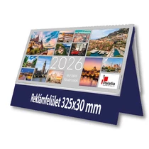 PALATIA Asztali naptár álló bőrős naptárháttal Európa fővárosai kék 325x155mm