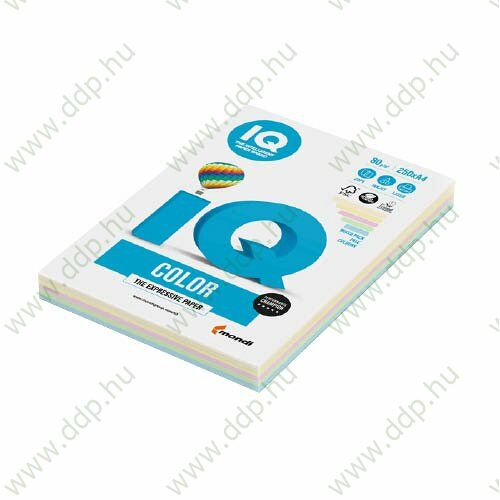 Színes fénymásolópapír A/4 80g IQ Color 5x50ív/csomag pasztell mix -180044522-