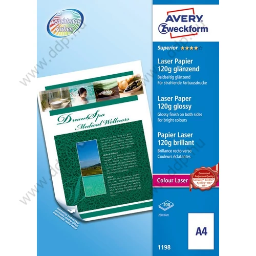 Fotópapír 1198 A/4 120g 200ív fényes lézer 2oldal  Avery-Zweckform -1198-