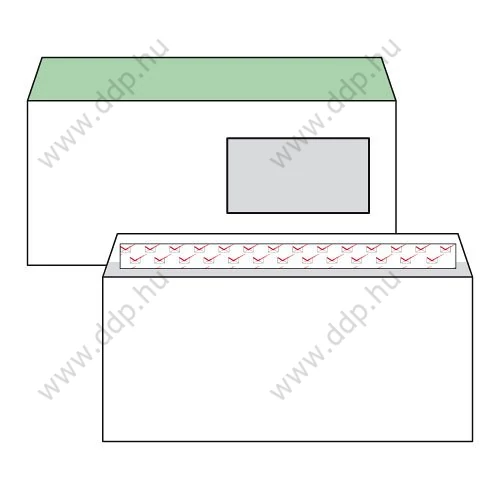Boríték LA/4 szilikonos  jobb ablakos 45x90 mm bélésnyomott (1C=100db) HARMANEC