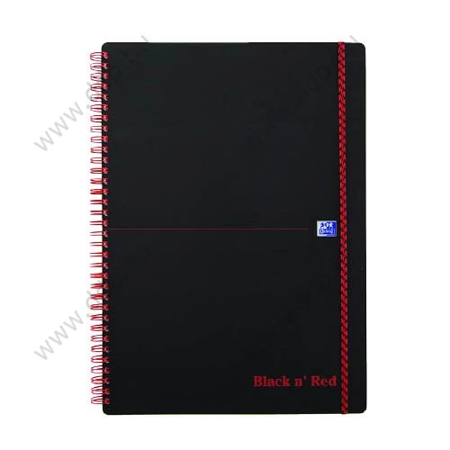 Spirálfüzet A/4 70 lap kockás OXFORD Office Black 'n Red-