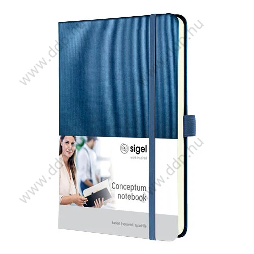Beíró A/5 194lap SIGEL Conceptum metál kockás 80 g, rugalmas gumipánttal, kék