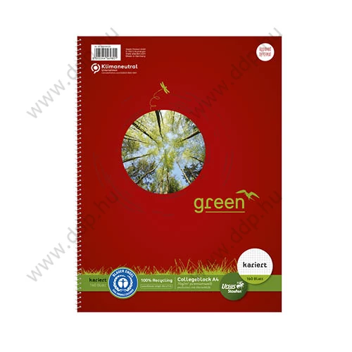 Spirálfüzet A/5 160lap kockás Collegeblock Ursus Green -608592020-