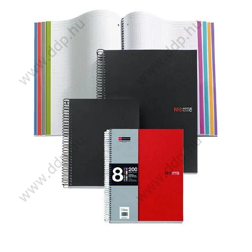 Spirálfüzet A/4 8x25 lap vonalas PP piros MIQUELRIUS