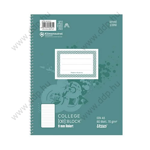 Spirálfüzet A/5 80lap vonalas Collegeblock Ursus -44335010-
