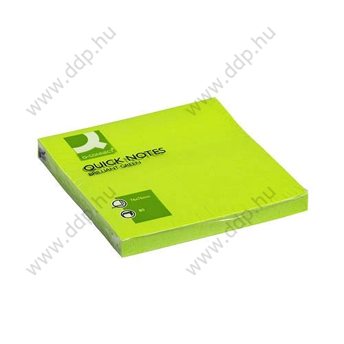 Öntapadós jegyzettömb 75x75mm neon 6x75lap/csomag neon zöld Q-CONNECT -FT510282914/KF10515-