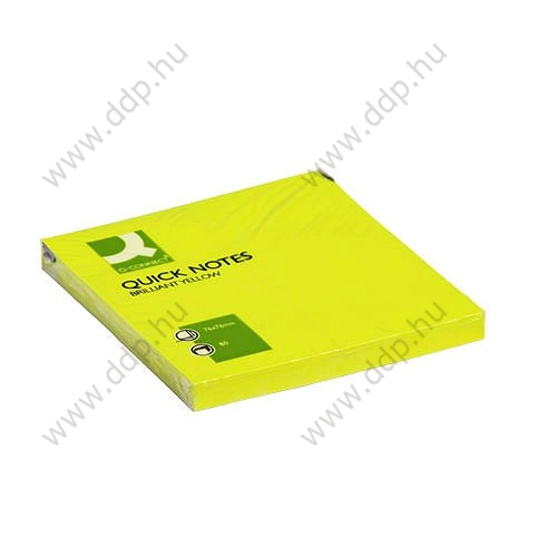 Öntapadós jegyzettömb 75x75mm neon 6x75lap/csomag neon sárga Q-CONNECT -FT510282955/KF10514-