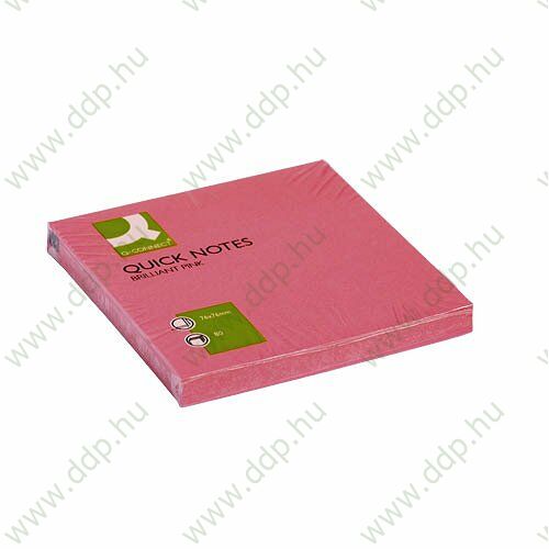 Öntapadós jegyzettömb 75x75mm neon 6x75lap/csomag neon pink Q-CONNECT -FT510282906/KF10516-