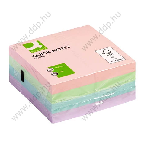 Öntapadós jegyzettömb 76x76mm 400lap színes pasztel rainbow Q-CONNECT -KF01347-