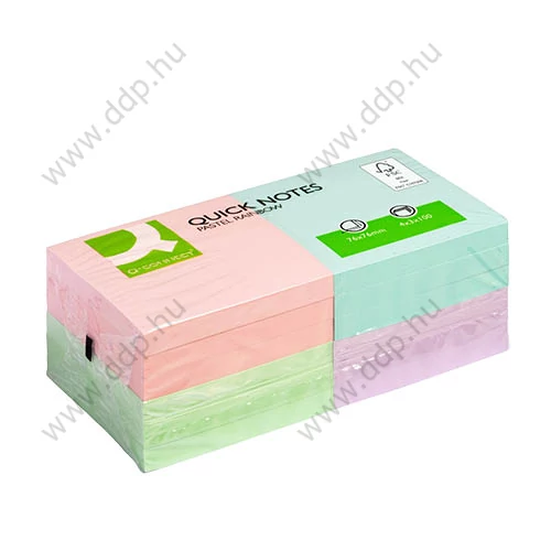 Öntapadós jegyzettömb 76x76mm rainbow pasztell 4x3x100lap/csomag Q-CONNECT -KF10509-