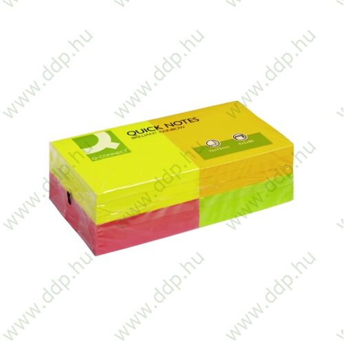 Öntapadós jegyzettömb 75x75mm rainbow neon 4x3x80lap/csomag Q-CONNECT -FT510282971/KF10508-