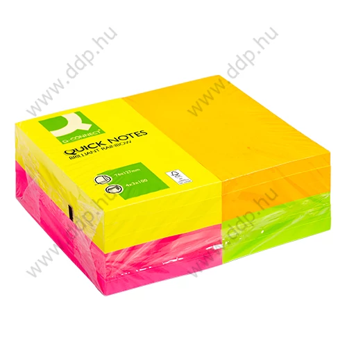 Öntapadós jegyzettömb 76x127mm rainbow neon 12x80lap/csomag Q-CONNECT -FT510282948/KF01350-