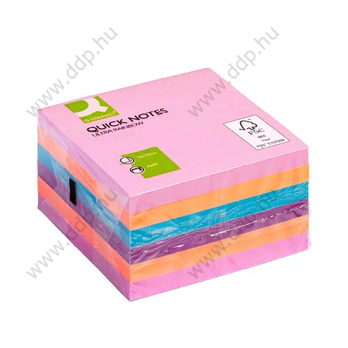Öntapadós jegyzettömb 76x76mm rainbow ultra 6x75lap/csomag Q-CONNECT -FT510282997/KF02515-