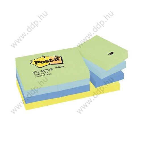 3M Post-it 653-MTDR 38x51mm 100lap 12tömb neon zöld öntapadós jegyzettömb -FT510283508-