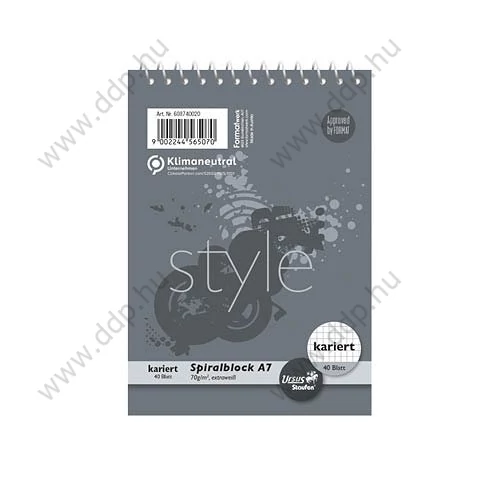 Jegyzettömb A/7 40lap kockás spirál Ursus -608740020-